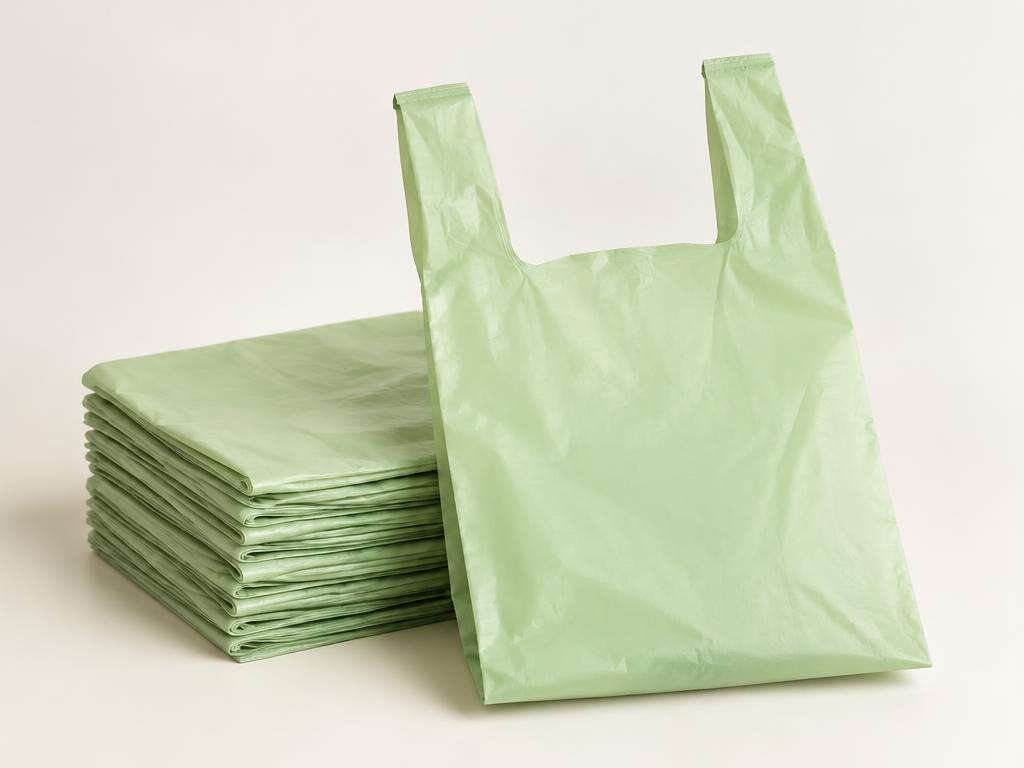 Sacolas plásticas recicladas verdes